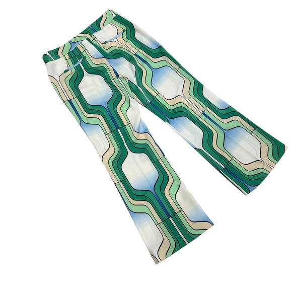 Marella By Max Mara Addirsi Trouser Women's US 10 Bright Green Crepe Geo Print - Picture 13 of 16